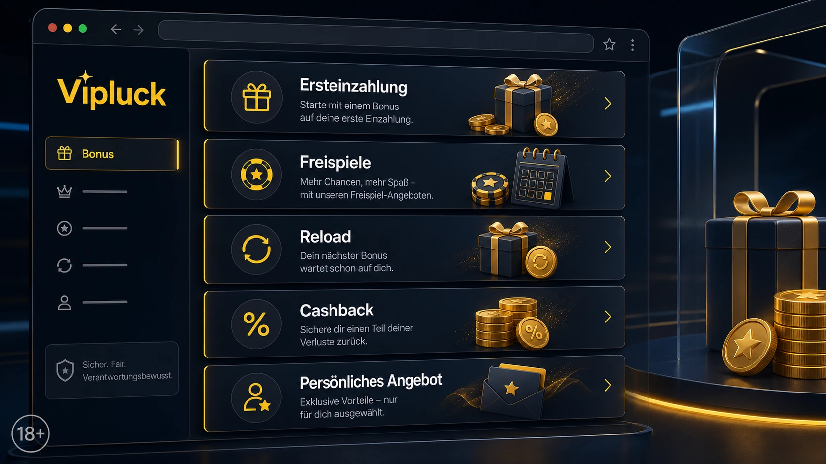 Mögliche Bonusangebote bei Vipluck