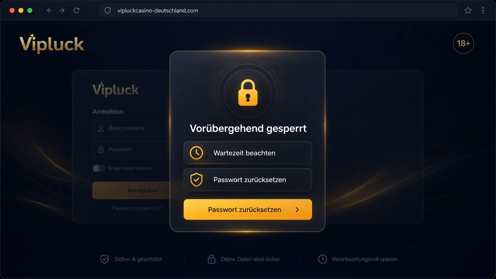 Vorübergehende Kontosperre